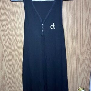 Calvin Klein Charcoal Ribbed V-Neck Tank Dress
